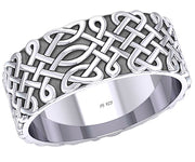 Men's 10mm 925 Sterling Silver Irish Celtic Endless Knot Ring Band - US Jewels