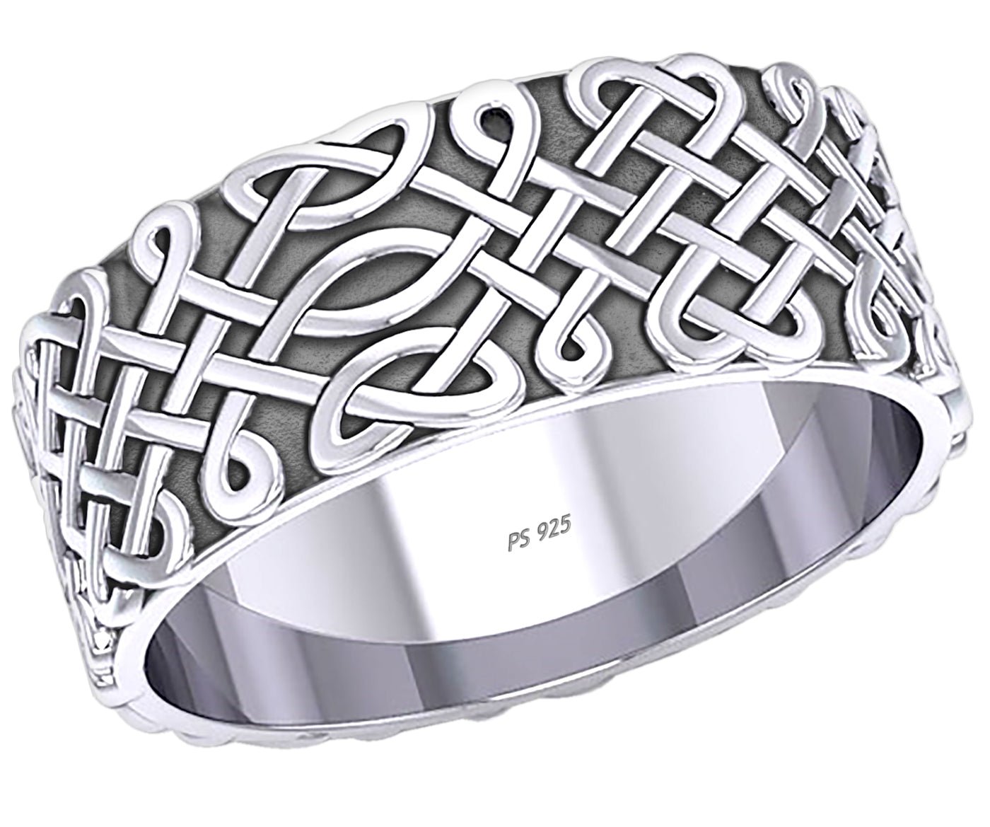 Men's 10mm 925 Sterling Silver Irish Celtic Endless Knot Ring Band - US Jewels