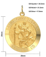 Men's 14K Gold Solid Saint Christopher Medal Pendant Necklace, 25mm - US Jewels