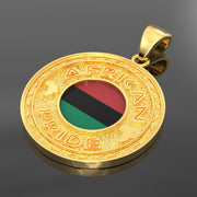 Men's 14k Yellow Gold African Pride Pendant Necklace, 33mm - US Jewels