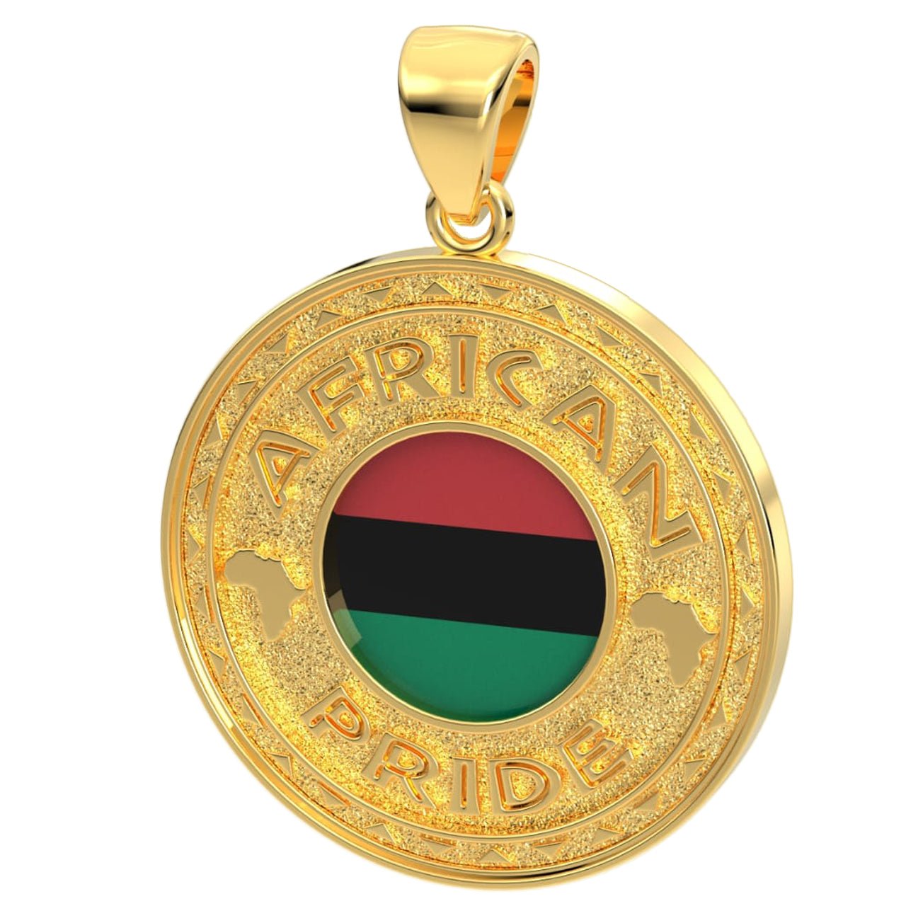 Men's 14k Yellow Gold African Pride Pendant Necklace, 33mm - US Jewels