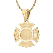 Men's 14K Yellow Gold Customizable Firefighter Pendant Necklace, 29mm - US Jewels
