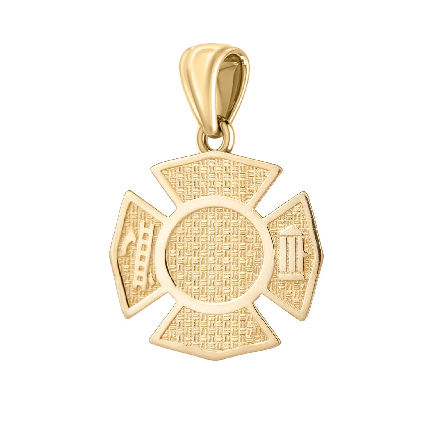 Men's 14K Yellow Gold Customizable Firefighter Pendant Necklace, 29mm - US Jewels