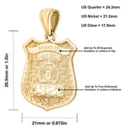 Men's 14K Yellow Gold Customizable Police Badge Pendant Necklace, 26mm - US Jewels