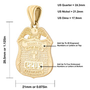 Men's 14K Yellow Gold Customizable Police Badge Pendant Necklace, 28mm - US Jewels