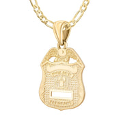 Men's 14K Yellow Gold Customizable Police Badge Pendant Necklace, 28mm - US Jewels