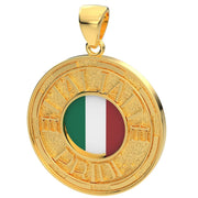Men's 14k Yellow Gold Italian Pride Pendant Necklace, 33mm - US Jewels