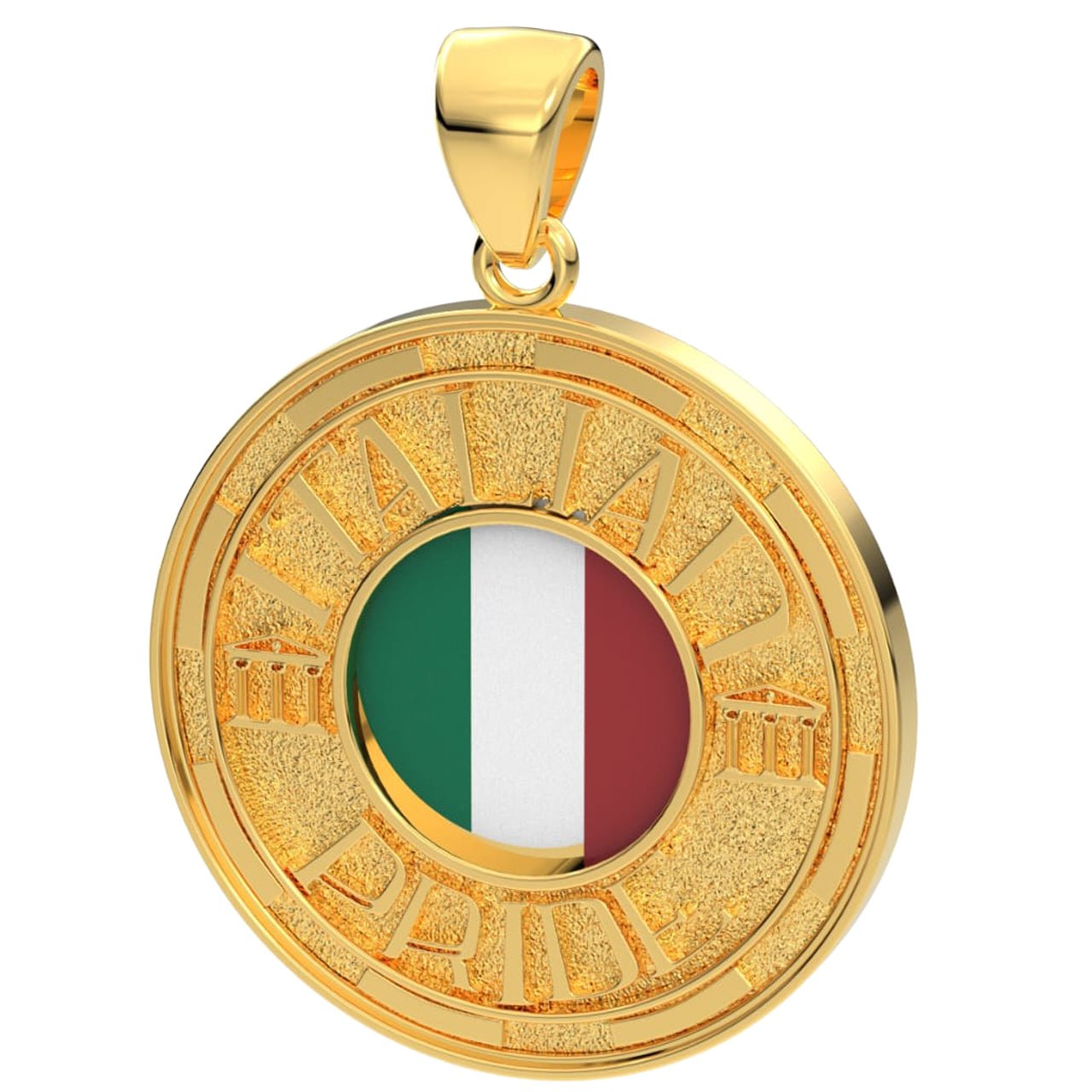 Men's 14k Yellow Gold Italian Pride Pendant Necklace, 33mm - US Jewels