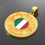 Men's 14k Yellow Gold Italian Pride Pendant Necklace, 33mm - US Jewels