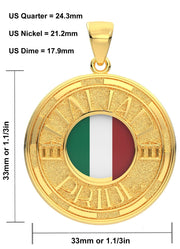 Men's 14k Yellow Gold Italian Pride Pendant Necklace, 33mm - US Jewels