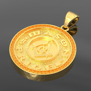 Men's 14k Yellow Gold Masonic Master Mason Solid Pendant Necklace, 33mm - US Jewels