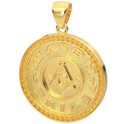 Men's 14k Yellow Gold Masonic Master Mason Solid Pendant Necklace, 33mm - US Jewels