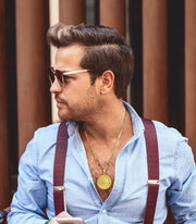 Men's 14k Yellow Gold Masonic Master Mason Solid Pendant Necklace, 33mm - US Jewels