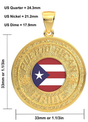 Men's 14k Yellow Gold Puerto Rican Pride Pendant Necklace, 33mm - US Jewels