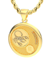 Men's 14k Yellow Gold Scorpio the Scorpion Zodiac Pendant Necklace, 33mm - US Jewels