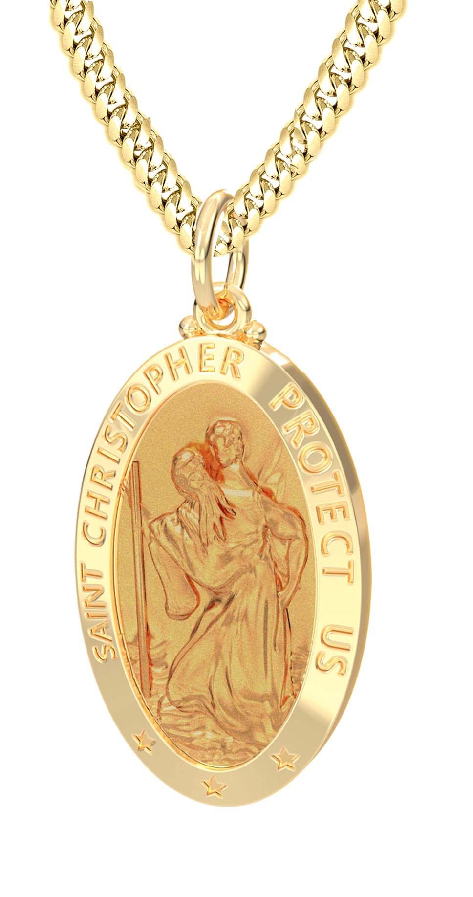 Mens Gold St Christopher Necklace - Mens Gold Necklace