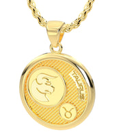 Men's 14k Yellow Gold Taurus the Bull Zodica Pendant Necklace, 33mm - US Jewels