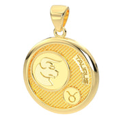 Men's 14k Yellow Gold Taurus the Bull Zodica Pendant Necklace, 33mm - US Jewels