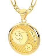 Men's 14k Yellow Gold Taurus the Bull Zodica Pendant Necklace, 33mm - US Jewels