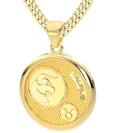 Men's 14k Yellow Gold Taurus the Bull Zodica Pendant Necklace, 33mm - US Jewels