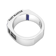 Men's 8mm 925 Sterling Silver Blue Lodge Synthetic Sapphire Masonic Ring Band - US Jewels