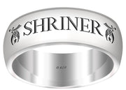 Men's 925 Sterling Silver 8mm Freemason Shriner Ring Band - US Jewels