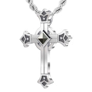 Men's 925 Sterling Silver Celtic Fleur-De-Lis Cross Pendant, 32mm - US Jewels