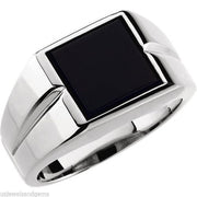 Men's 925 Sterling Silver Genuine Black Onyx Open Back Ring - US Jewels