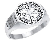 Men's 925 Sterling Silver Irish Celtic Cross Ring - US Jewels