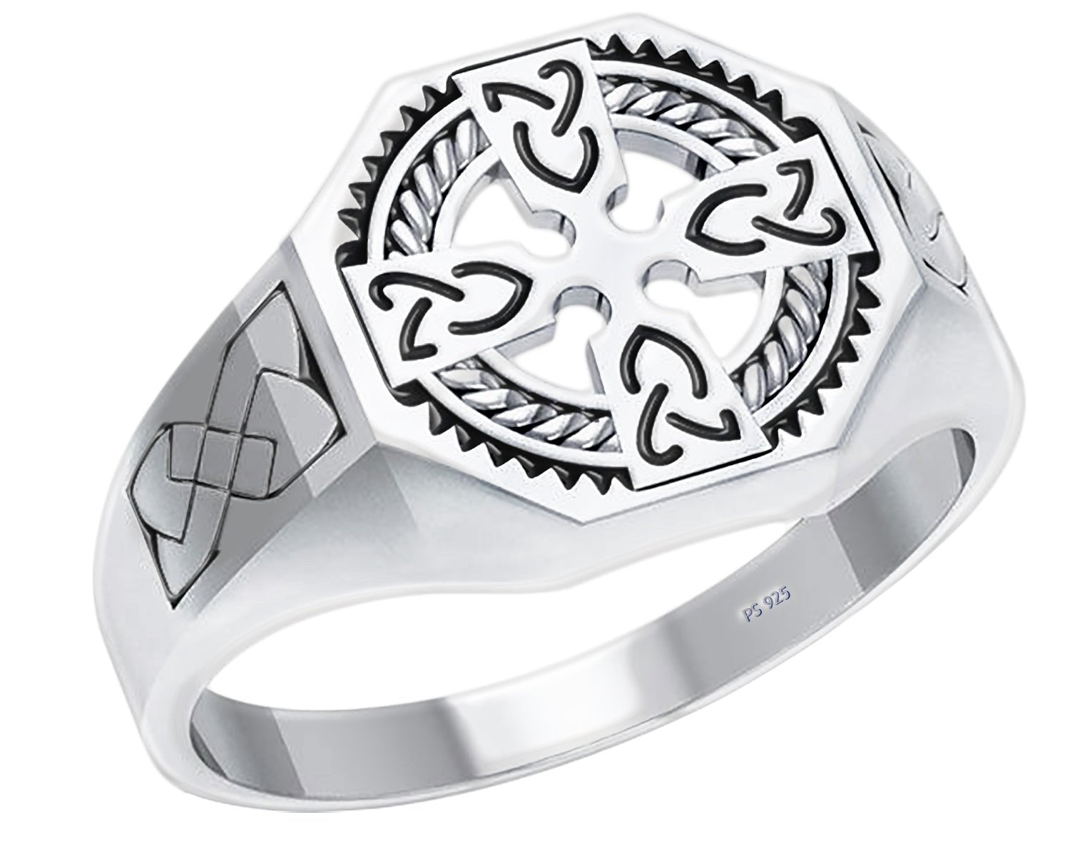 Men's 925 Sterling Silver Irish Celtic Cross Ring - US Jewels
