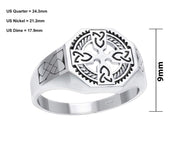 Men's 925 Sterling Silver Irish Celtic Cross Ring - US Jewels