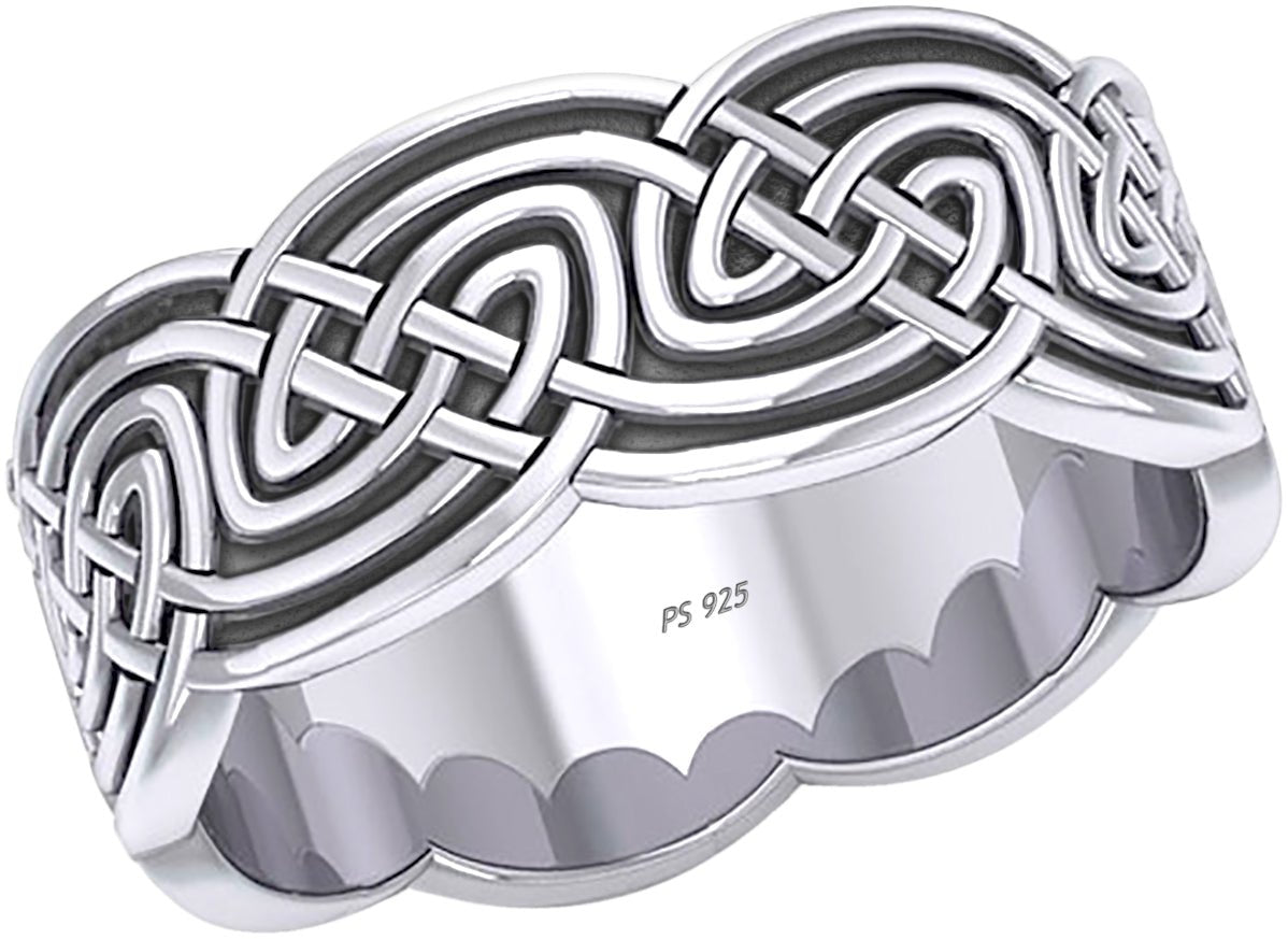 Men's 925 Sterling Silver Irish Celtic Endless Knot Ring Band - US Jewels
