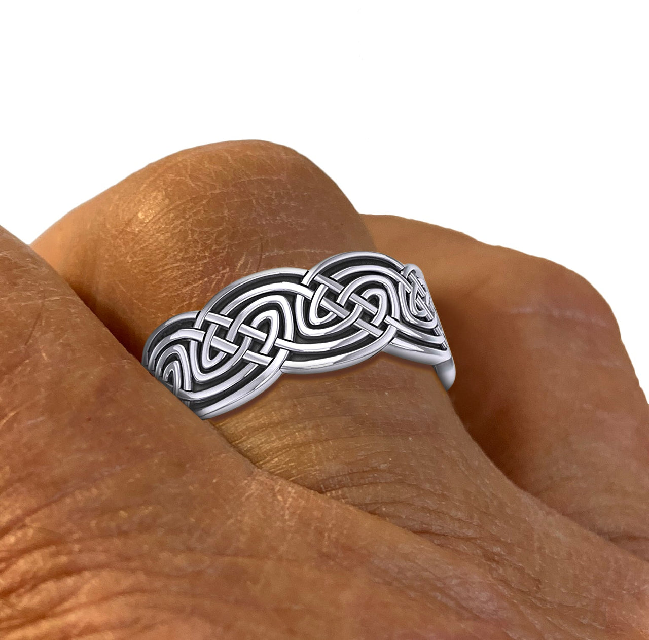 Men's 925 Sterling Silver Irish Celtic Endless Knot Ring Band - US Jewels