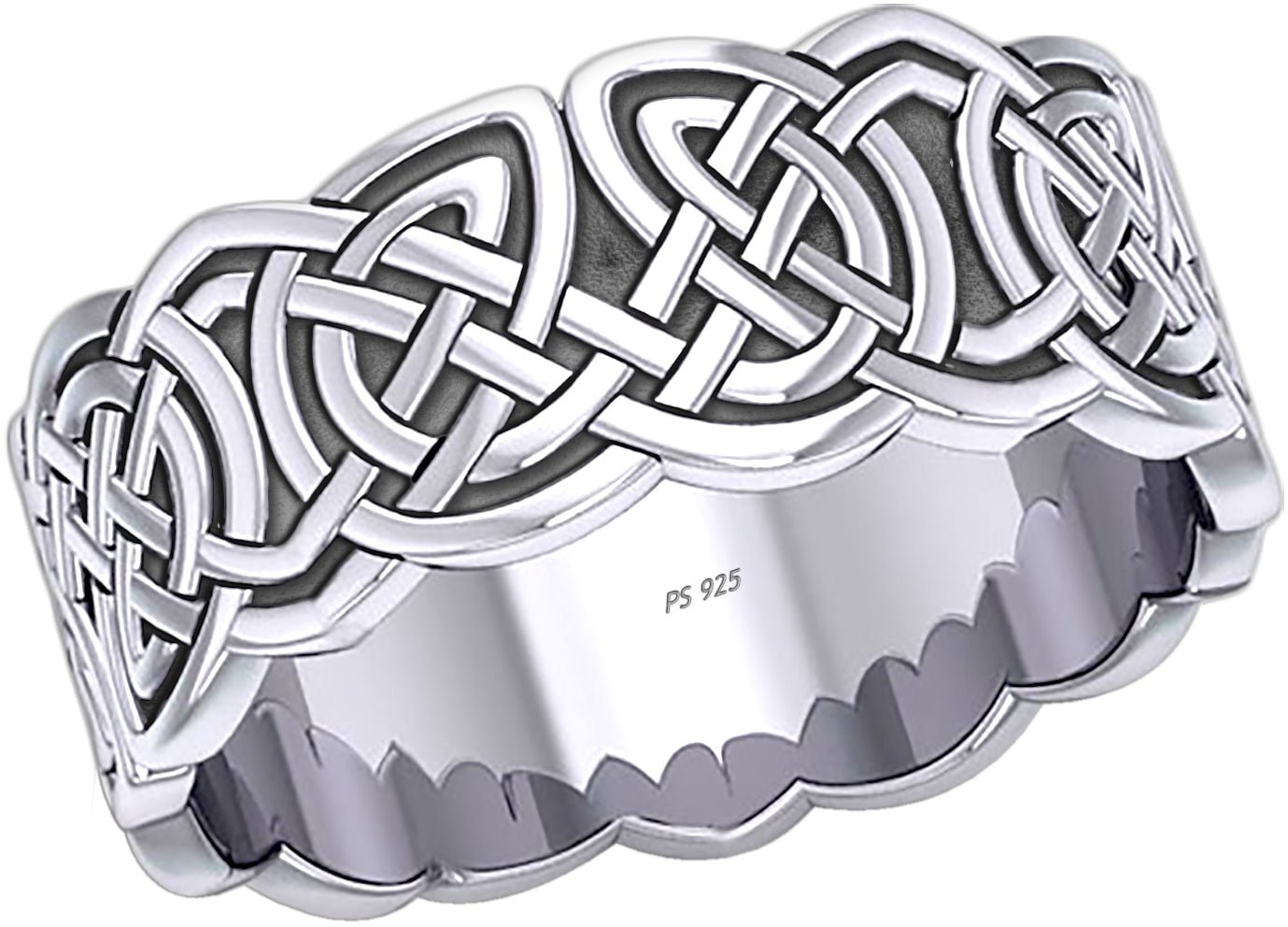 Men's 925 Sterling Silver Irish Celtic Endless or Love Knot Ring Band - US Jewels