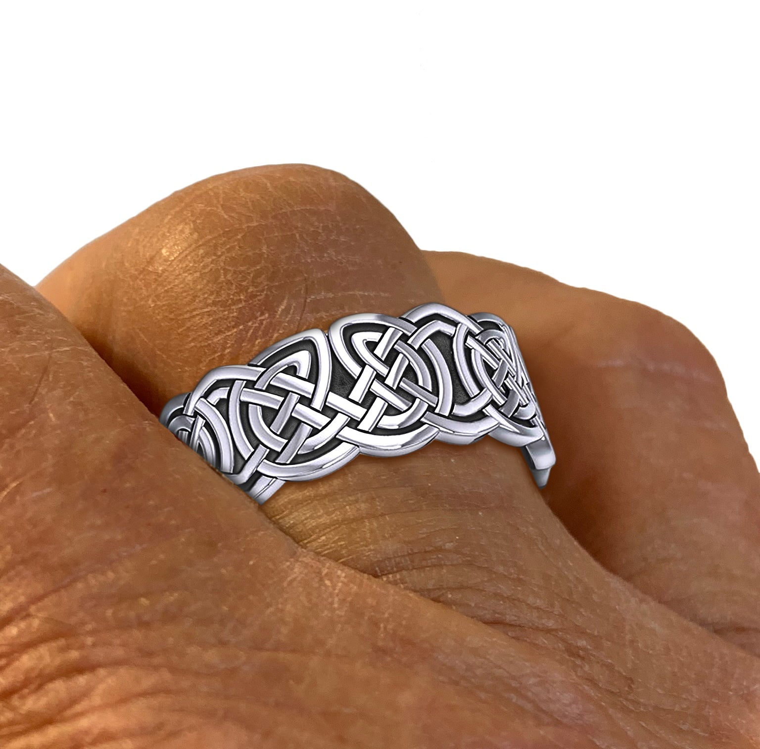 Men's 925 Sterling Silver Irish Celtic Endless or Love Knot Ring Band - US Jewels