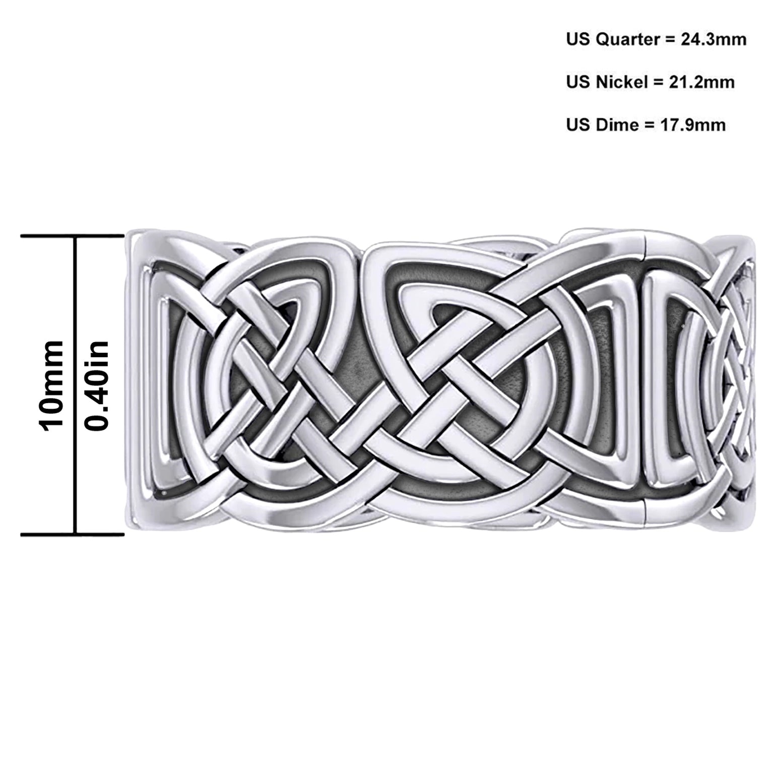 Men's 925 Sterling Silver Irish Celtic Knotwork Ring Band - US Jewels