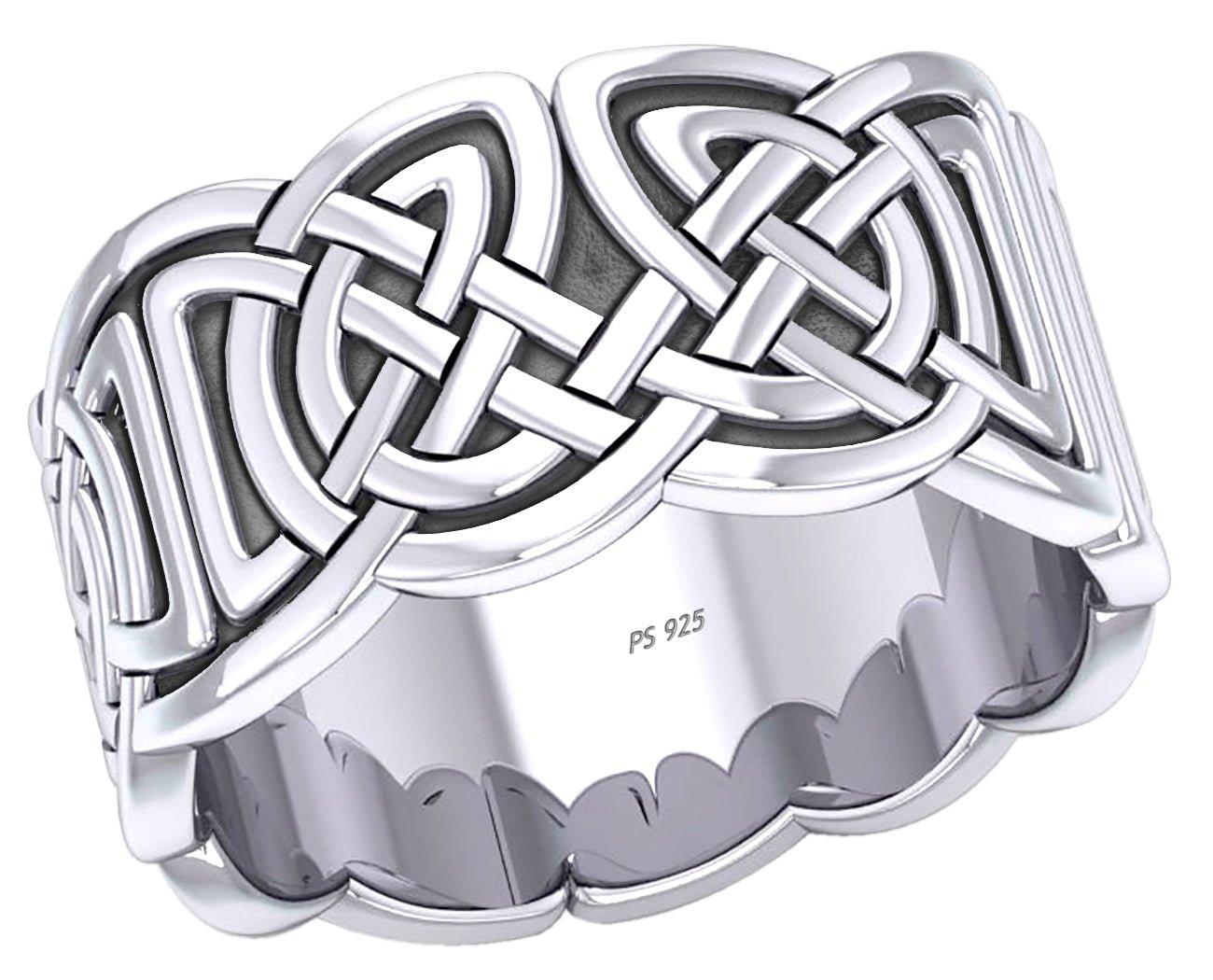 Men's 925 Sterling Silver Irish Celtic Knotwork Ring Band - US Jewels