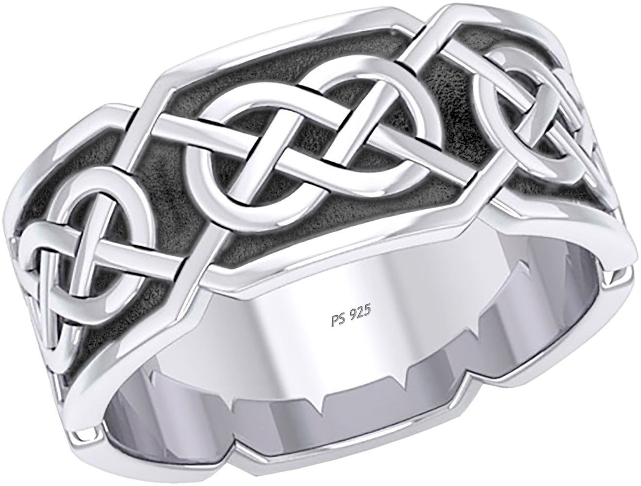 Men's 925 Sterling Silver Irish Celtic Knotwork Ring Band - US Jewels