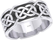 Men's 925 Sterling Silver Irish Celtic Knotwork Ring Band - US Jewels