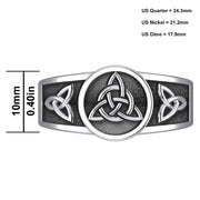 Men's 925 Sterling Silver Irish Celtic Trinity & Triquetra Knots Ring Band - US Jewels