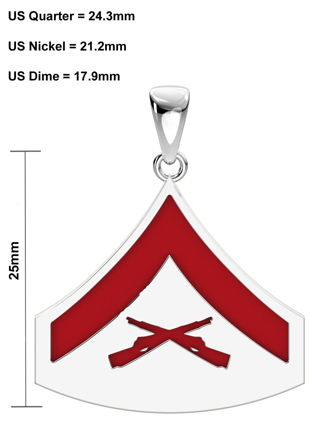 Men's 925 Sterling Silver Lance Corporal US Marine Corps Pendant - US Jewels