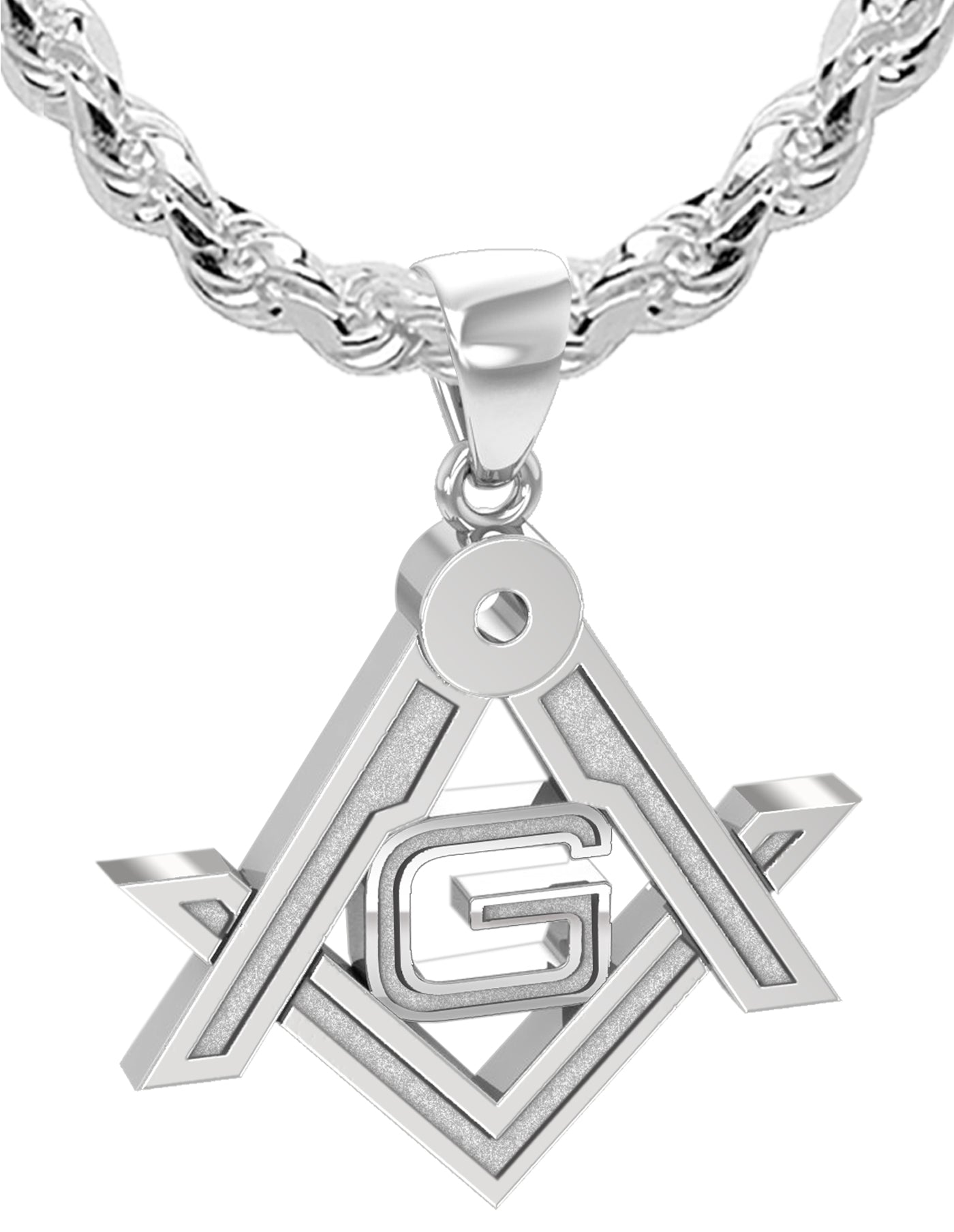 Men's 925 Sterling Silver Masonic Pendant Necklace, 35mm - US Jewels