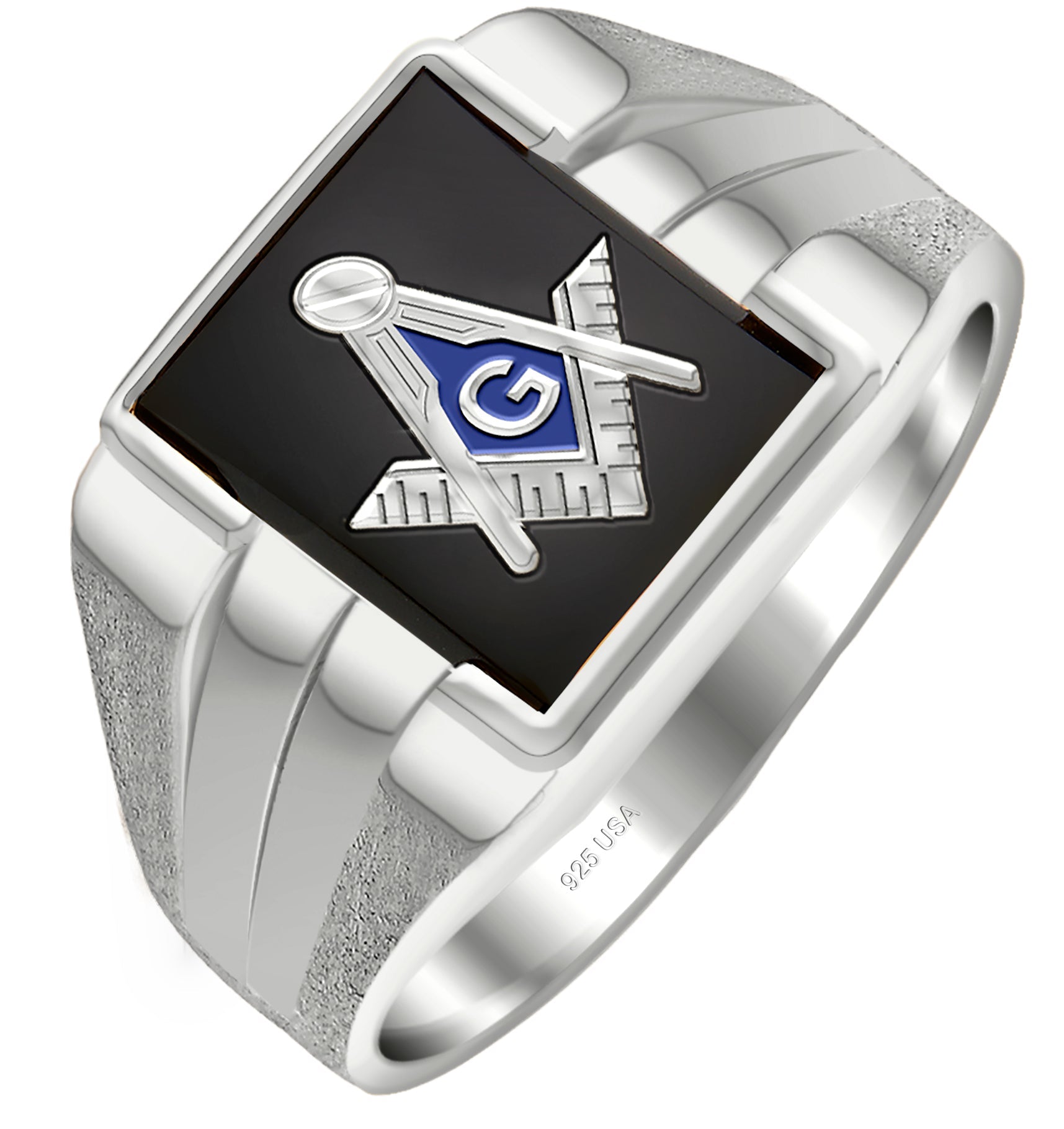 Men's 925 Sterling Silver Masonic Ring - US Jewels