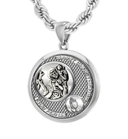 Men's 925 Sterling Silver Round Saint Christopher Round Polished Finish Pendant Necklace, 25mm - US Jewels