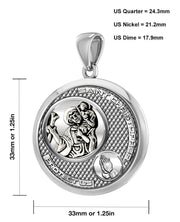 Men's 925 Sterling Silver Round Saint Christopher Round Polished Finish Pendant Necklace, 33mm - US Jewels