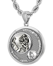 Men's 925 Sterling Silver Round Saint Christopher Round Polished Finish Pendant Necklace, 33mm - US Jewels