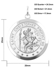 Men's 925 Sterling Silver Saint Christopher Round Polished Pendant Necklace, 25mm - US Jewels