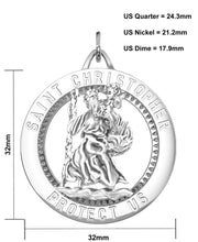 Men's 925 Sterling Silver Saint Christopher Round Polished Pendant Necklace, 32mm - US Jewels