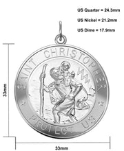 Men's 925 Sterling Silver Saint Christopher Round Polished Pendant Necklace, 33mm - US Jewels