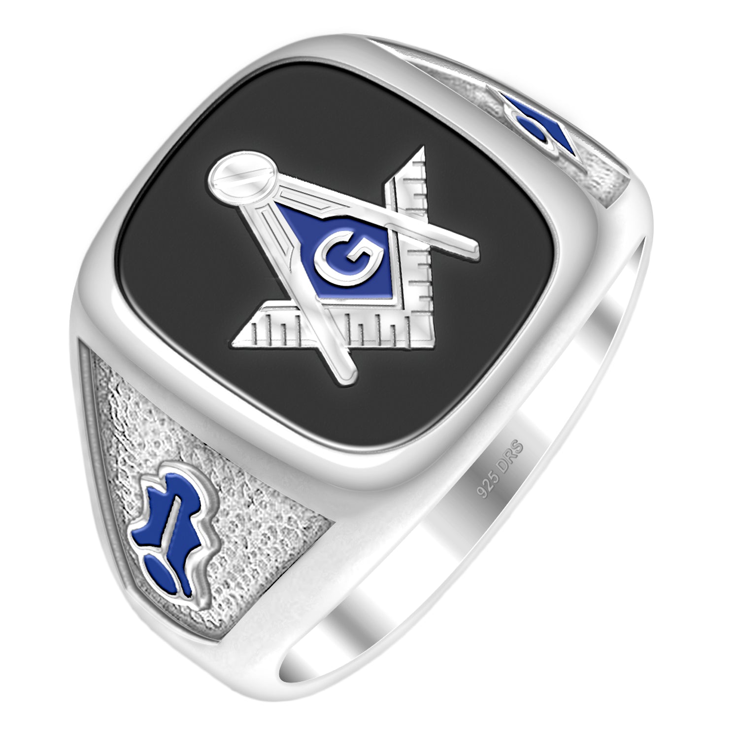 Men's 925 Sterling Silver Solid Back Masonic Ring - US Jewels